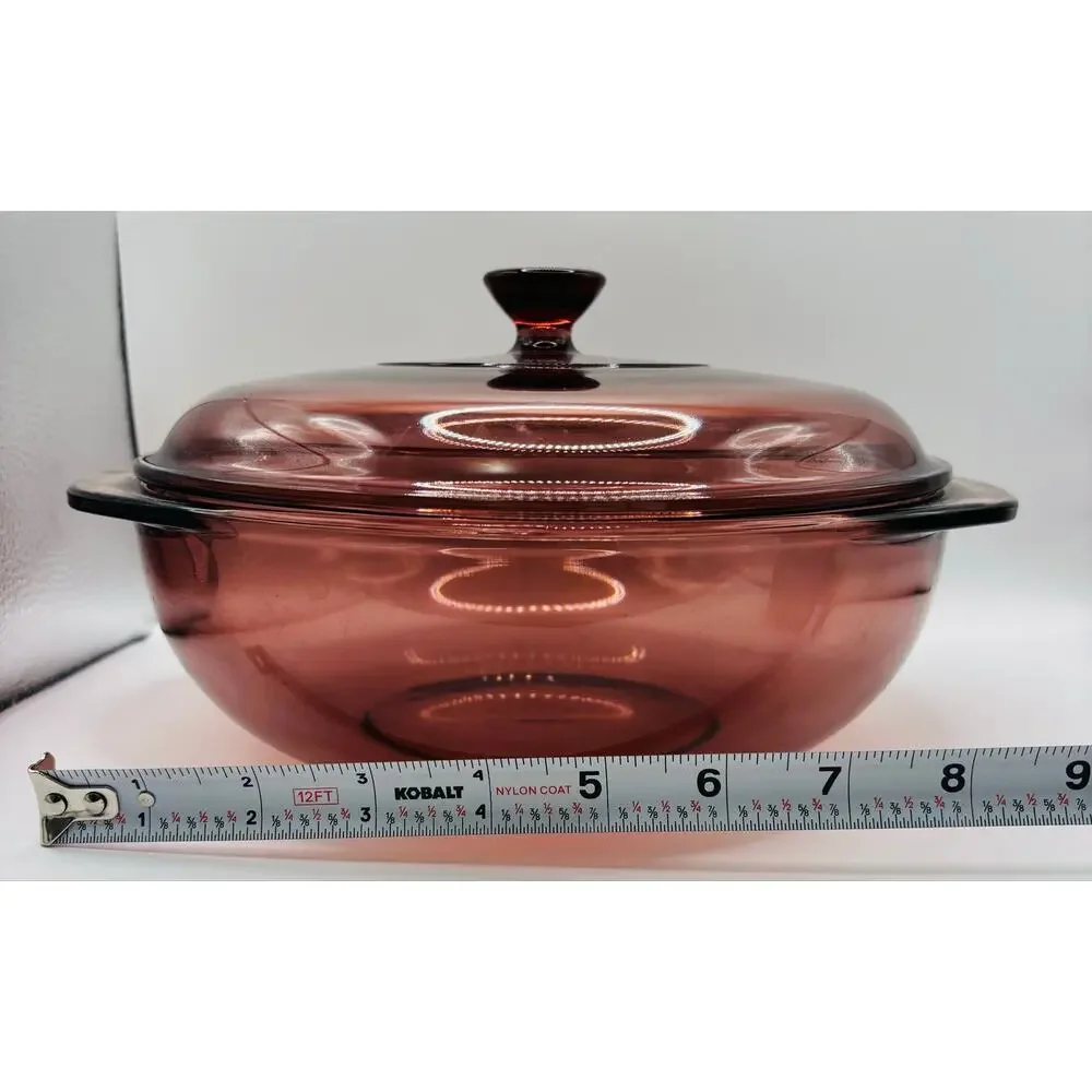 Pyrex 024 Casserole Dish w/ Lid 2 Qt Cranberry Color, Vintage Great Condition